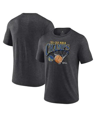 Men's Fanatics Heathered Charcoal Golden State Warriors 2022 Nba Finals Champions Zone Hoops Tri-Blend T-shirt