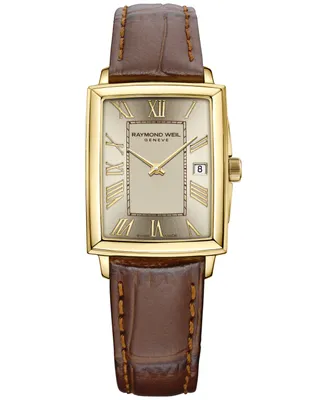 Raymond Weil Women's Swiss Toccata Brown Leather Strap Watch 22.6x28.1mm