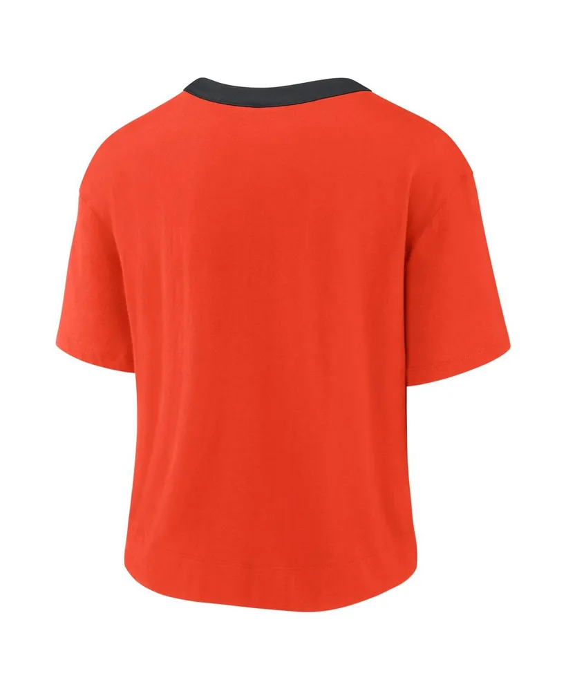 Women's Nike Orange and Black San Francisco Giants Team First High Hip Boxy T-shirt