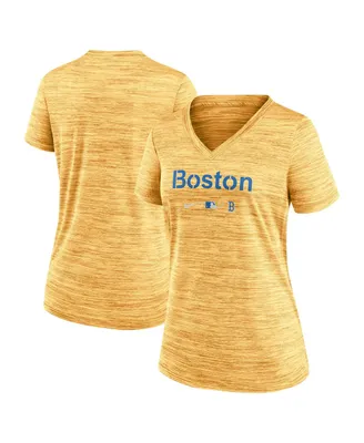 Women's Nike Gold Boston Red Sox Mlb City Connect Velocity Space-Dye Performance V-Neck T-shirt