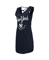 Women's G-iii 4Her by Carl Banks Navy New York Yankees Game Time Slub Beach V-Neck Cover-Up Dress