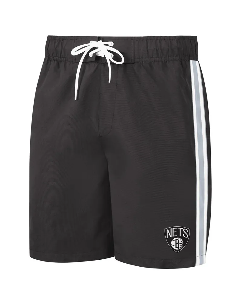 Men's G-iii Sports by Carl Banks Black, Gray Brooklyn Nets Sand Beach Volley Swim Shorts