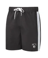 Men's G-iii Sports by Carl Banks Black, Gray Brooklyn Nets Sand Beach Volley Swim Shorts