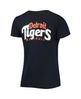 Women's New Era Navy Detroit Tigers 2-Hit Front Twist Burnout T-shirt