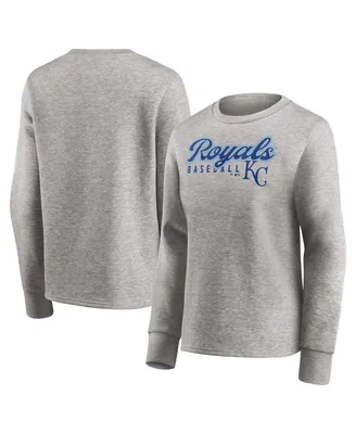Women's Fanatics Heathered Gray Kansas City Royals Crew Pullover Sweater