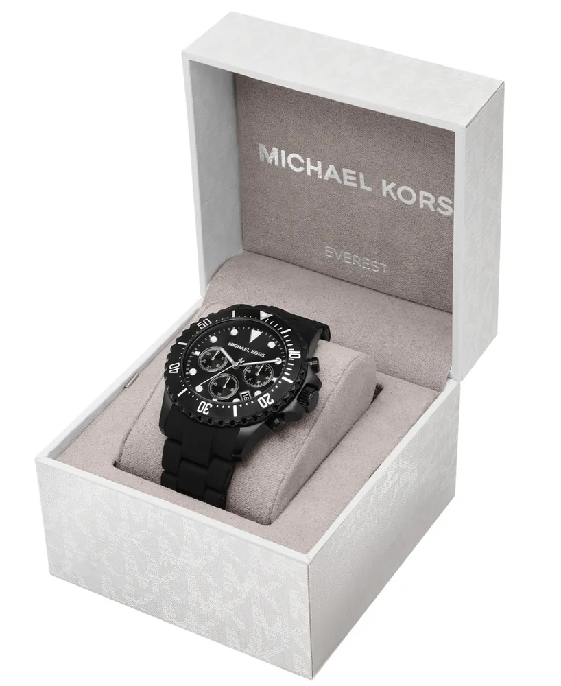 Michael Kors Men's Everest Chronograph Black Ion Plated Stainless Steel and Silicone Bracelet Watch 45mm