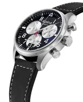 Alpina Men's Swiss Chronograph Startimer Pilot Black Leather Strap Watch 44mm