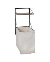 Collapsible Wall Mounted Clothes Hamper with Laundry Bag and Shelf