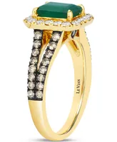 Le Vian New Emerald (1-1/5 ct. t.w.) & Diamond (7/8 ct. t.w.) Halo Split Shank Ring in 14k Gold