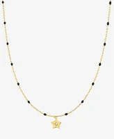 Diamond Accent Star Enamel Bead 18" Pendant Necklace Sterling Silver or 14k Gold-Plated