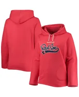 Women's Soft as a Grape Red Boston Sox Plus Side Split Pullover Hoodie