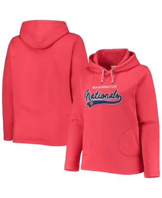 Women's Soft as a Grape Red Washington Nationals Plus Side Split Pullover Hoodie