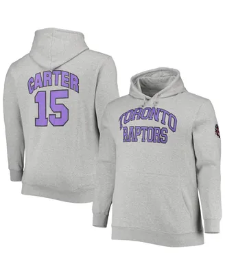 Men's Mitchell & Ness Vince Carter Heathered Gray Toronto Raptors Big and Tall Name Number Pullover Hoodie