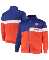 Men's Blue, Orange New York Knicks Big and Tall Pieced Body Full-Zip Track Jacket