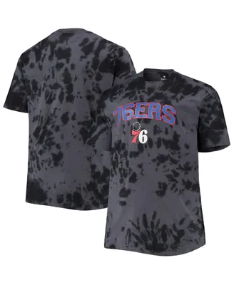 Men's Black Philadelphia 76ers Big and Tall Marble Dye Tonal Performance T-shirt