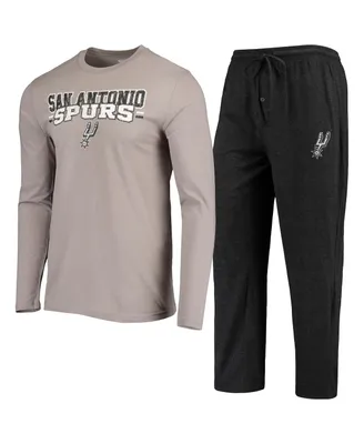 Men's Concepts Sport Gray, Black San Antonio Spurs Long Sleeve T-shirt and Pants Sleep Set