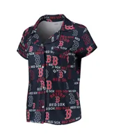 Women's Concepts Sport Navy Boston Red Sox Flagship Allover Print Top and Shorts Sleep Set