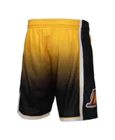 Men's Mitchell & Ness Gold, Black Los Angeles Lakers 2009/10 Hardwood Classics Fadeaway Reload 3.0 Swingman Shorts