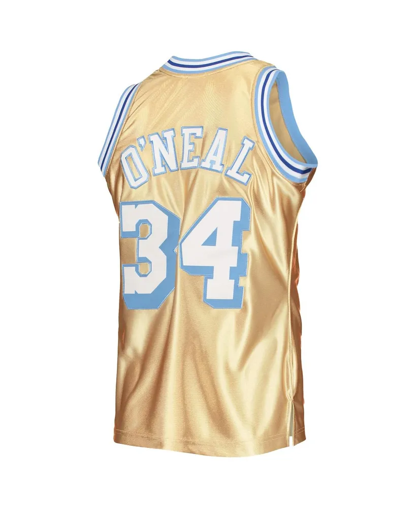 Men's Mitchell & Ness Shaquille O'Neal Gold Los Angeles Lakers 75th Anniversary 1996-97 Hardwood Classics Swingman Jersey