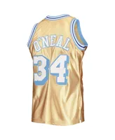 Men's Mitchell & Ness Shaquille O'Neal Gold Los Angeles Lakers 75th Anniversary 1996-97 Hardwood Classics Swingman Jersey