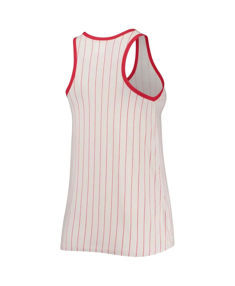 Women's New Era White and Red Boston Red Sox Pinstripe Scoop Neck Tank Top
