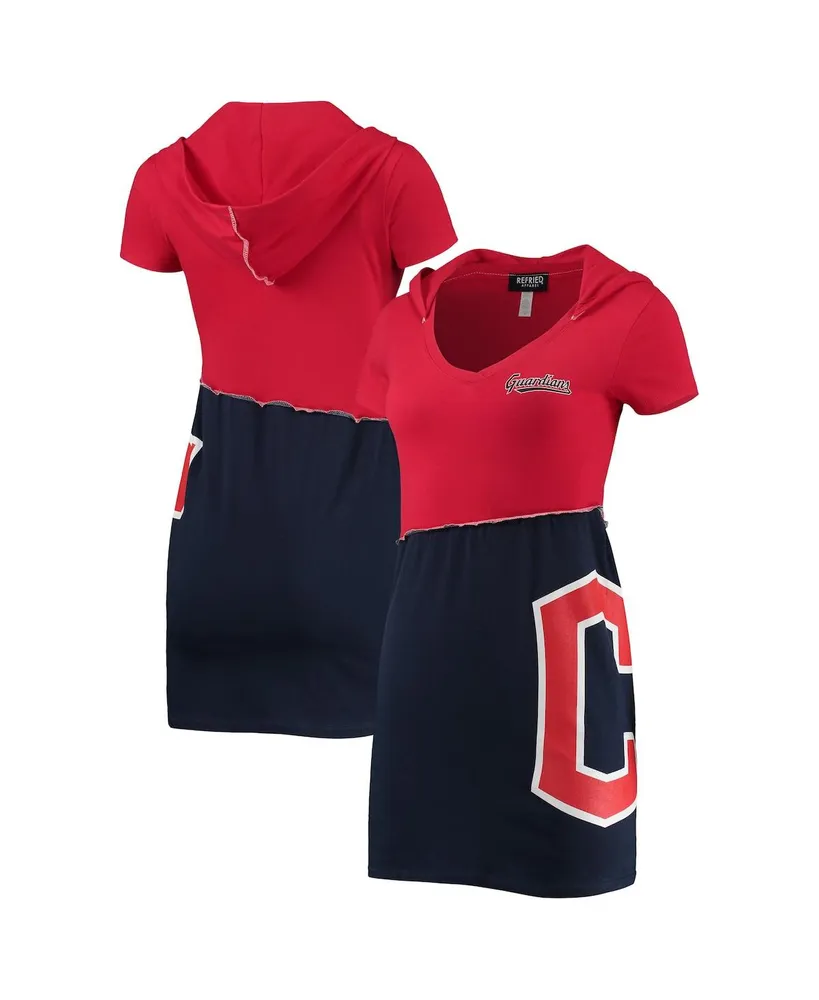 Refried Apparel Women's Refried Apparel Red and Navy Cleveland Guardians  Hoodie Dress