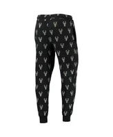 Men's The Wild Collective Black Milwaukee Bucks Allover Logo Jogger Pants