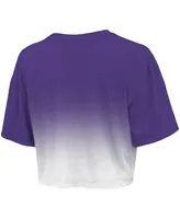 Women's Majestic Threads Purple, White Los Angeles Lakers Dirty Dribble Tri-Blend Cropped T-shirt