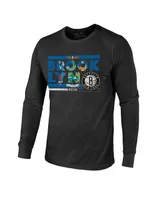 Men's Majestic Threads Black Brooklyn Nets City and State Tri-Blend Long Sleeve T-shirt