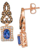 Le Vian Blueberry Tanzanite (1 ct. t.w.) & Diamond (3/4 ct. t.w.) Scrollwork Drop Earrings in 14k Rose Gold