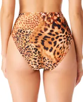 Bar Iii Women's Glam Cheetah High-Rise Swim Bottoms, Created for Macy's