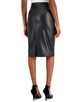 Anne Klein Women's Pull-On Faux Leather Skimmer Skirt