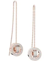 Swarovski Gold-Tone Pave Circle & Chain Threader Earrings - Rose Gold