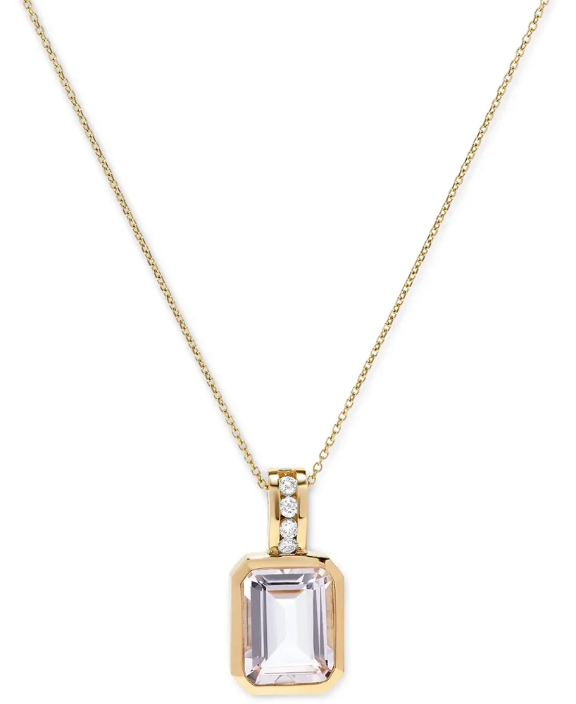 Morganite (2-1/5 ct. t.w.) & Diamond (1/20 ct. t.w.) 16" Pendant Necklace in 14k Gold