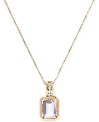 Morganite (2-1/5 ct. t.w.) & Diamond (1/20 ct. t.w.) 16" Pendant Necklace in 14k Gold