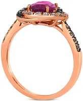 Le Vian Raspberry Rhodolite (1-3/8 ct. t.w.) & Diamond (3/8 ct. t.w.) Halo Ring in 14k Rose Gold