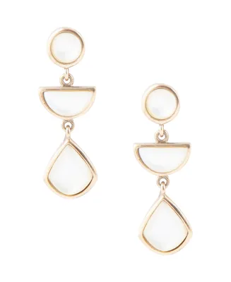 Barse Maldives Bronze and Genuine Mother-of-Pearl Linear Earrings - Mother-of