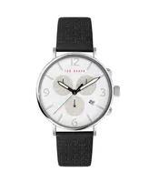 Ted Baker Men's Barnett Backlight Black Leather Strap Watch 41mm