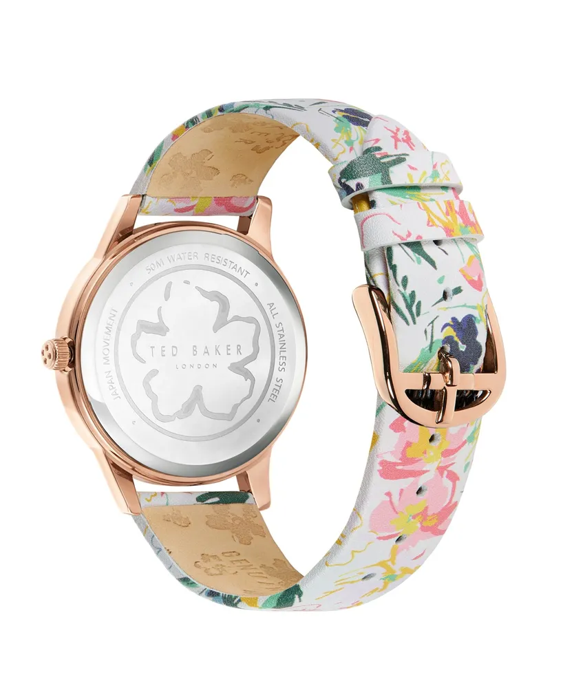 Ted Baker Women's Poppiey White Leather Strap Watch 38mm