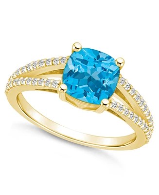 Macy's Blue Topaz and Diamond Accent Ring 14K Yellow Gold