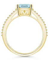 Macy's Aquamarine and Diamond Accent Ring 14K Yellow Gold