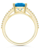 Macy's Blue Topaz and Diamond Accent Ring 14K Yellow Gold