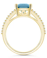 Macy's Aquamarine and Diamond Accent Ring 14K Yellow Gold
