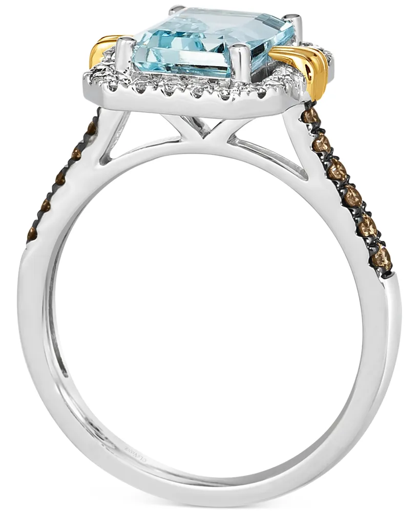 Le Vian Sea Blue Aquamarine (2 ct. t.w.) & Diamond (3/8 ct. t.w.) Ring in 14k Two-Tone Gold