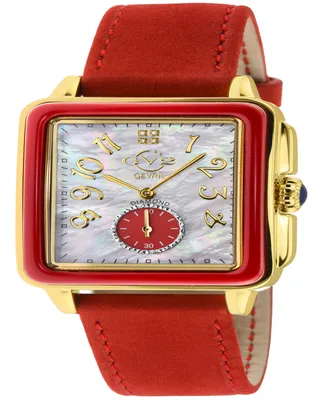 Gevril Women's Bari Enamel Swiss Quartz Italian Leather Strap Watch 34mm