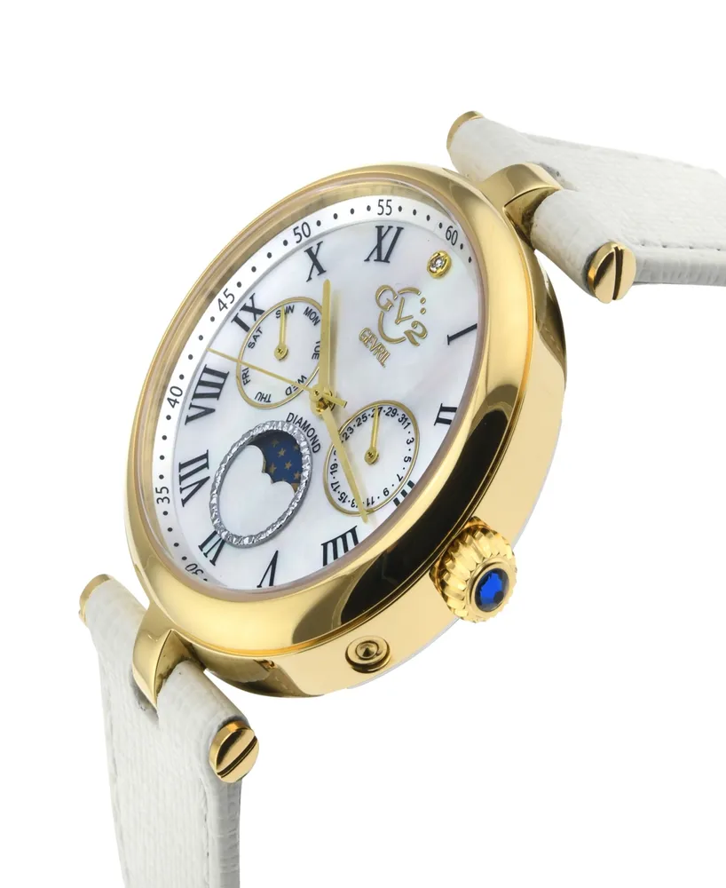 Gevril Women's Florence Swiss Quartz Italian Leather Strap Watch 36mm
