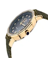 Gevril Women's Spello Swiss Quartz Italian Black Leather Strap Watch 38mm - Gold