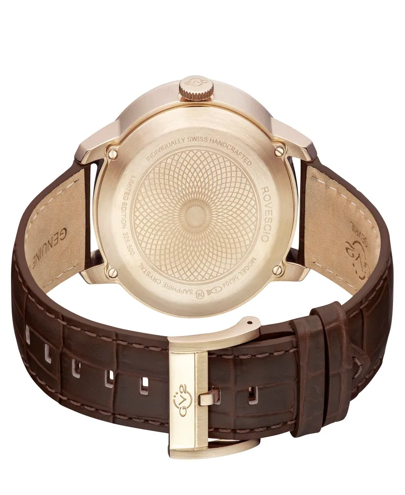 Gevril Men's Rovescio Swiss Quartz Italian Leather Strap Watch 42mm