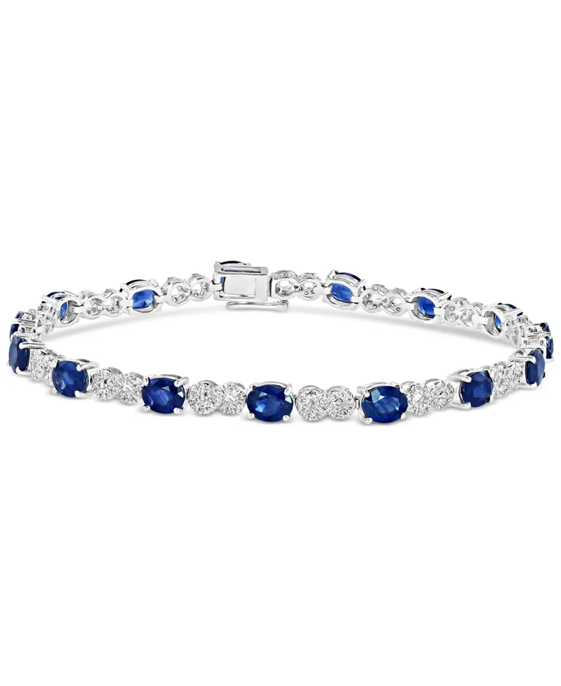 Effy Sapphire (6-3/8 ct. t.w.) & Diamond (3/8 ct. t.w.) Infinity Link Bracelet in 14k White Gold