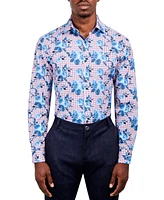 Men's Slim Fit Non-Iron Floral-Print Performance Stretch Dress Shirt